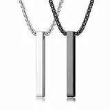 YAODCA Herren Halsketten Edelstahl Silber und Schwarz Bar Anhänger Halskette für Männer Frauen Paare Halsketten Herren Kette Halskette B