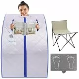 SereneLife Dampfsauna Zelt Silber 70 x 80 x 98 cm – Tragbare Heimsauna mit Stuhl und Heizmatte Faltbare Mini Sauna - Mobile Dampfbad Kabine bis 60 °C, Carbon-Heizelement und Fernbedienung