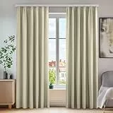 Deconovo Vorhänge mit Kräuselband Winter Schlafzimmer Warme Dicke Gardinen, 245x140 cm(HöhexBreite), Beige, 2er Set