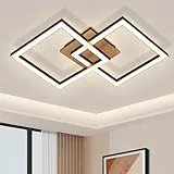 CBJKTX LED Deckenleuchte Deckenlampe Schwarz - Holz 3000K Warmweiß Schlafzimmerlampe Modern Design 24W Küchenlampe Klein Eckig Flurlampe Wohnzimmerlampe für Küche Wohnzimmer Schlafzimmer Esszimmer