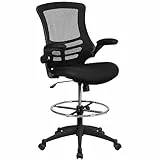 Flash Furniture Bürostuhl, ergonomisch, mit Netz-Rückenunterstützung, geformtem und höhenverstellbarem Sitz und feststellbarem Kipphebel, schwarz