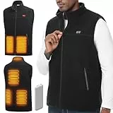 Beheizbare Weste, Heizweste für Damen Herren, Beheizte Jacke mit 10000mAh Powerbank, Microfleece Heizjacke, USB Wärmeweste mit 3 Einstellbar Temperatur, 6 Heizzone, Wärmejacke Winter Kleidung mit Akku