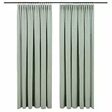 Blumtal Verdunklungsvorhänge Kräuselband 160x132 cm im 2er Set - Oeko-TEX zertifizierte Vorhänge Blickdicht - Verdunklungsvorhang - waschbare Vorhänge mit Kräuselband für Schiene in Grün
