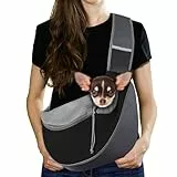 Pawaboo Hundetragetasche, Hundetasche, Verstellbare Tragetasche Hund, Haustier Umhängetasche Transporttasche für Haustiere, Hunde Tragetaschen Tragetücher für Outdoor Reisen - M, Dunkelgrau + Schwarz