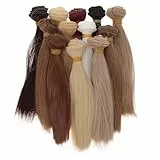 Artibetter 12 Stück Puppenhaar-Perücken, synthetisch, hitzebeständig, langes, glattes Haar, Tressen für Puppenherstellung, Kunst und Handwerk, 100 x 15 cm