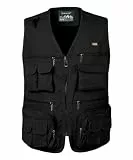 KTWOLEN Herren Angelwesten Sommer Outdoor Weste mit vielen Taschen, Fotografie-Anglerweste, Arbeitsweste, Safari-Westen, Jagd- und Fischerweste, Schwarz, XL