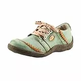 TMA EYES Frauen Leder Handstitched Walking Flats Schuhe Casual Sneakers für Reise Arbeit(Grün,38)