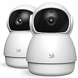 Überwachungskamera WLAN 360 Grad 2 Stücke,YI Dome Guard 2k Sicherheitskamera PZT mit Bewegungserkennung, Zwei-Wege-Audio, Infrarot-Nachtsicht, Unterstützt Speicherkarte für iOS/Android
