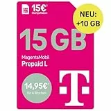 Telekom MagentaMobil Prepaid L mit 25 GB Highspeed-Volumen | 5G/LTE Max & Allnet Flat in alle dt. Netze | unverbrauchtes Datenvolumen weiter nutzen | EU Roaming & Hotspot Flat | 15 EUR Startguthaben