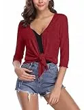 Gyabnw Strickjacke Damenmode Vertuschung Chiffon Bloero Sommerjacke Lose Bolerojäckchen Cardigan Sommer Bluse Bademode-Capes Strand Bikini Cover Up S-XXL
