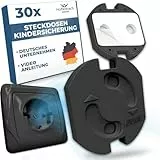 Hoffenbach 30x Steckdosen Kindersicherung – Steckdosensicherung mit Drehmechanik – Schutz für Babys & Kinder – Steckdosenschutz verhindert Unfälle & Stromschläge – Steckdose Kinderschutz – Schwarz