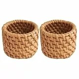 Amosfun Serviettenringe Verschleißfest und Elegant Braun 2 Stück aus Rattan als Dekoratives Serviettenzubehör für Restaurant und Bankett
