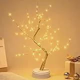 Kinamy LED Baum Lichter, Lichterbaum, Leuchtbaum Warmweiß Verstellbare Äste, 120 LED Baum Lampe Dekobaum Belichtet Baumbeleuchtung Innen Deko, Anschließen/Batteriebetrieben