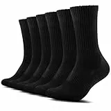 TUUHAW 6 Paar Sportsocken Herren Damen Laufsocken Gepolstert Lange Baumwollsocken Schwarz Weiß Grau Atmungsaktiv Sneaker Socken, Schwarz 43-46
