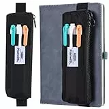 JJUNW Stifthalter Notizbuch, Stifttasche für Notebook, Tragbare Federtasche Verstellbares Elastikband Reißverschluss Stifteetui Wiederverwendbares Stiftschlaufe für Tagebuch Notizbuch Bücher(schwarz)