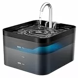 PawPoll Katzenbrunnen, 2,2L Trinkbrunnen für Katze, Super Leiser, Wasserhahn-Design Wasserbrunnen für Katzen mit LED und Aktivkohlefilter, Leicht zu Reinigen, Zwei Wasserfluss-Designs