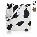 Minicloss Damen Umhängetasche Cord Tasche Groß Stoff Beuteltasche Lässige Canvas Tasche Cord Fashion Schultertasche Tote Handtasche Shopper Bag für Alltag Büro Schule Reise Einkaufen（Milchvieh）