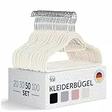 Blumtal Kleiderbügel 50 Stück - Kleiderbügel Samt 360° drehbar und belastbar - Kleiderbügel platzsparend und rutschfest - Kleiderbügel Weiß mit Samtbezug - Samtbügel/Velvet Hangers - Hemdenbügel Weiß
