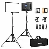 RALENO LED Videoleuchte, 2 Pack 192 LED Sanftes Video Streaming Licht mit 180cm Stativ Handyhalter 8000mAh-Akku 2500-6500K 0-100% Dimmbar Fotolicht CRI95 für YouTube TikTok Fotografie Videobeleuchtung