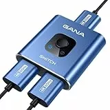 GANA Bidirektionaler HDMI-Switch, 4K@60Hz, aus Aluminium, 2-in-1-Ausgang, manuell, kompatibel mit Xbox PS5/4/3, Blu-Ray-Player, Fire Stick Roku, Schwarz (unterstützt 1 Bildschirm auf einmal)