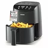 COSORI Heißluftfritteuse klein 2L, Mini-Airfryer für 1 Person, ideal für Camping, Reisen und Wohnmobile, schnell, kompakt, ohne Öl, energiesparend, Helles Schwarz, Dunkelgrau