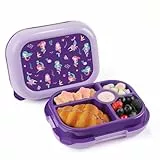 wooshwa Brotdose Kinder Snackbox mit Fächern, Bento Box Kinder, Auslaufsicher Lunchbox Brotbox Kinder für Mädchen & Jungen, Perfekt für Schule & Kindergarten - 745ml BPA Frei (Lila Meerjungfrau)