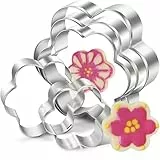 AVANA Ausstechformen Blumen 5 Stück, Edelstahl Ausstecher Set Weihnachten Keks Plätzchen, Silber