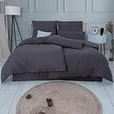 Vency Bettwäsche 135x200 4-Teilig Anthrazit - Oeko-TEX 100% Baumwolle, 2X Bettbezug + 2X Kissenbezug 80x80 Reißverschluss, Ranforce Modell