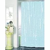 MSV Anti-Schimmel Duschvorhang - Anti-Bakteriell, waschbar, wasserdicht, PVC mit 12 Duschvorhangringen 180x200cm Hellblau