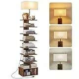 HOOBRO Bücherregal mit 9 Ebenen, Regal mit Licht and offenen Fächern, schmales Eckregal, Büroregal, Standregal, 35 x 24 x 172 cm, für Wohnzimmer, Schlafzimmer und Arbeitszimmer EFG09CDSJ01