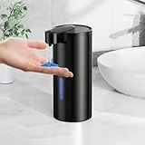 Fachixy Seifenspender Automatisch aus Edelstahl, Berührungsloser Sensor, USB-C Wiederaufladbar mit 2000 mAh Akku, 3-Stufig Einstellbar, 340 ml, IPX4 Wasserschutz für Bad, Küche und Toilette, Schwarz