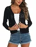 Gyabnw Damen Strickjacke kurz 3/4 Ärmel BoleroJäckchen Elegant Cardigan Casual Sommer Strickjacke Outerwear