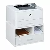 Relaxdays Druckerständer mit Schublade & 2 Fächern, Schreibtisch Regal für Drucker, Druckerhalter, HBT 22x40x30 cm, weiß