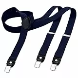 DonDon Hosenträger Herren dunkelblau schmal 2,5 cm - Extra starke Clips für Anzug - Hosenträger Herren extra stark - Ideal für Männer oder Damen Rockabilly Suspenders