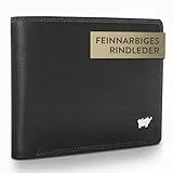 BRAUN BÜFFEL - Geldbörse Herren aus echtem Rindsleder Golf 2.0 - Geldbeutel Portemonnaie schmales Design für Männer mit 4+3 Kartenfächern - Zeitlos klassisches Portmonee mit Münzfach - Edles Schwarz