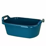 Curver Wäschewanne 55L 75x50cm Wäscheschüssel Waschwanne Waschküche Schmutzwäsche - Blau - Stabiler Tragegriff - Robust - Elegant