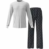Calvin Klein Herren Pyjama-Set mit Rundhalsausschnitt, Mehrfarbig (Classic White Top W/Bijou Modern C), S