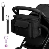 ZMDMAH Wickeltasche Kinderwagen Organizer, Kinderwagen Tasche, Buggy Tasche Kinderwagen Verstellbare Schultergurte, Wickeltasche Schwarz, Buggy Organizer mit Trinkflaschentasche und Handytasche