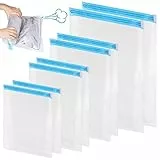 Vakuumbeutel für Kleidung, 8 Stück (50x70 cm, 40x60 cm, 50x35 cm, 39x32 cm) Vakuumierbeutel zum Rollen, Wiederverwendbar Vakuum Beutel für Reise & Rucksack, Ideal Platzsparend