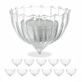 Relaxdays Teelichthalter schwimmend, 12er Set, Glas, Wasserdeko Hochzeit, Pool & Teich, Schwimmteelichter, transparent