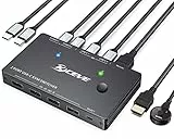 USB Typ-C KVM Switch 4K@60Hz,MLEEDA USB C Switch für 2 PC Teilen 1 Monitor und 4 USB Geräte,Kompatibel mit Thunderbolt 3,mit 100 W Power Delivery Option,Wired Remote und 3 Kabel Inklusive