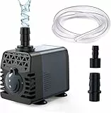 Ankway Springbrunnenpumpe 10W 600L/H vor überhitzung Funktion ltra Leise Aquarium pumpe Mit 1,8m Kabel & 2 Düsen, Mini Wasserpumpen für Aquarien, Teich, Brunnen, Statuen, Hydrokultur-Systeme