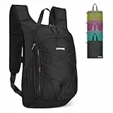 LAIMEIWEE Faltbarer Wanderrucksack, Kleiner Tagesrucksack Ultraleicht für Herren & Damen, Foldable Backpack, Ideal für Sport, Klettern, Radfahren, Camping, Reisen & Tagesausflüge, Schwarz