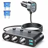 JOYROOM 179W Zigarettenanzünder Verteiler,【7-IN-1】 KFZ Ladegerät Adapter USB C mit 1M Kabel, 12V/24V 3 Fach Stecker mit LED Voltmeter, Mehrfach Steckdose Splitter für iPhone 17/Samsung S26