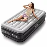 Airefina Luftbett 1 Person, Luftmatratze Selbstaufblasend mit Integrierter Pumpe, Aufblasbare Matratze in 2~3 Minuten, Tragbares Gästebett Aufblasbar für Zuhause Reisen & Camping -190 × 99 × 46cm