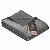 Ibena Fano Kuscheldecke 100x150 cm – Kniedecke grau hellgrau, tolle Wendedecke aus hochwertiger Baumwollmischung, kuschelweich und angenehm warm