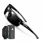 SIPLION Herren Sonnenbrille UV400 Schutz Polarisiert Superleichtes Rahmen 502 BLACK CAT 3 CE