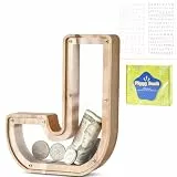 DBPBToU Spardose Kinder, Sparschwein Kinder, Buchstaben Spardose Holz, Spardose Personalisiert für Geburtstag Geschenk/Heimdekoration/Keepsake (J)