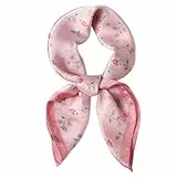 GIMIRO Frauen 70x70cm Schal Simulierte Seide Blumen Schal Krawatte Hahnentritt-Bandana (B01 Floral Pink)