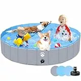 Gindoly Hundepool,Faltbare Hundepools für Kleine, Mittlere&Große,Swimmingpool Planschbecken Hundebadewanne Faltbarer für Hunde und Katzen,Abriebfest&Rutschfest-140 * 30cm